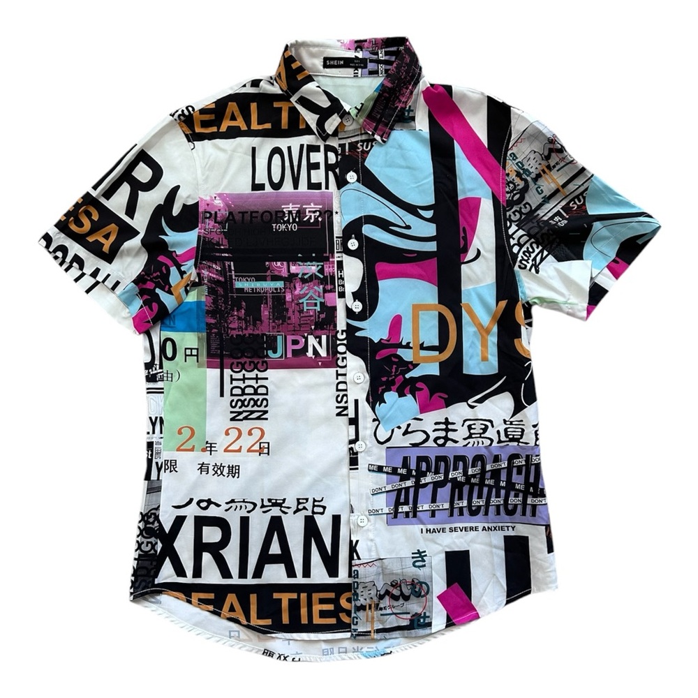 Vibrant Multicolor Graphic Print Men's Shirt